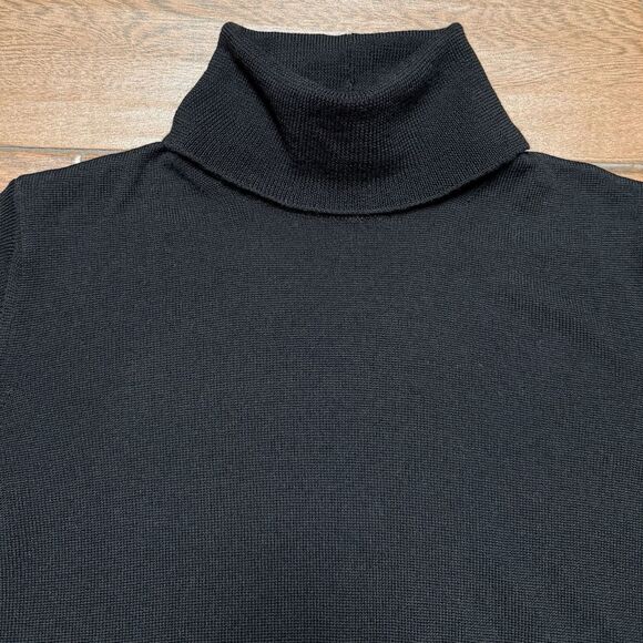 100% WOOL SWEATER Linea Donna Lightweight BLACK Merino Wool Sweater L Washable - Picture 5 of 7